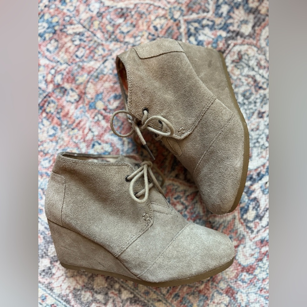 Toms Tan Suede Wedge Shoes